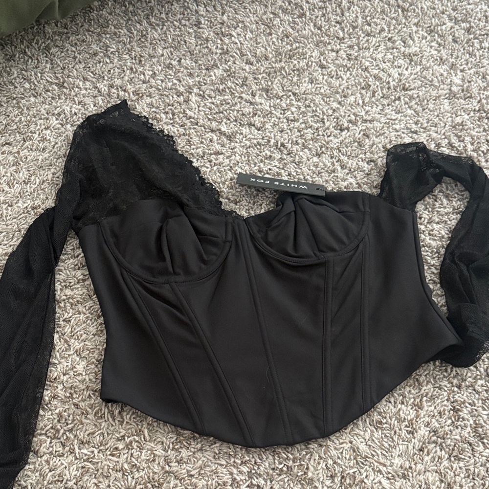 White Fox Boutique Black Lace Corset Top
